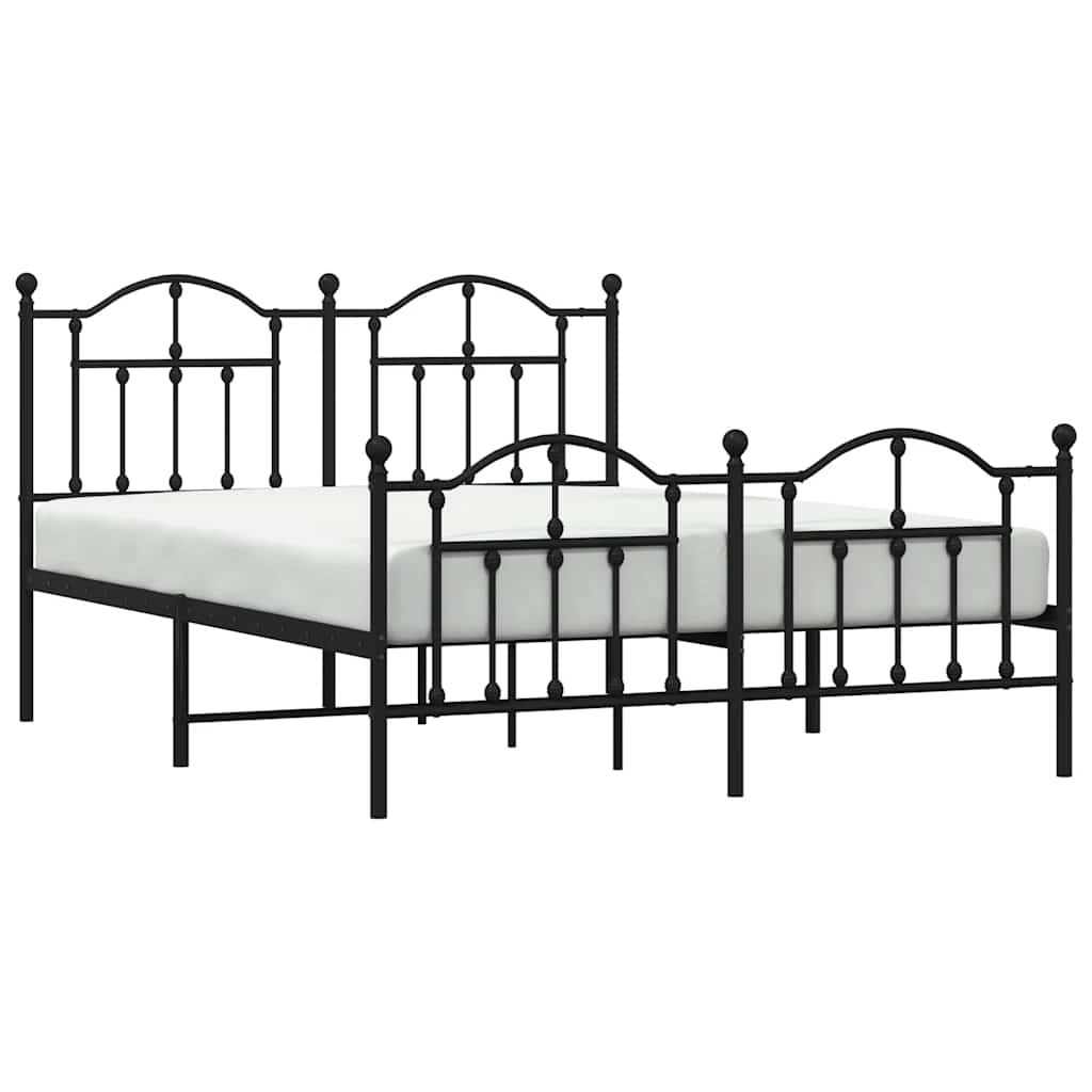 Bedframe met hoofd- en voeteneinde metaal zwart 135x190 cm is nu te koop bij PeponiXL, paradijselijk wonen!