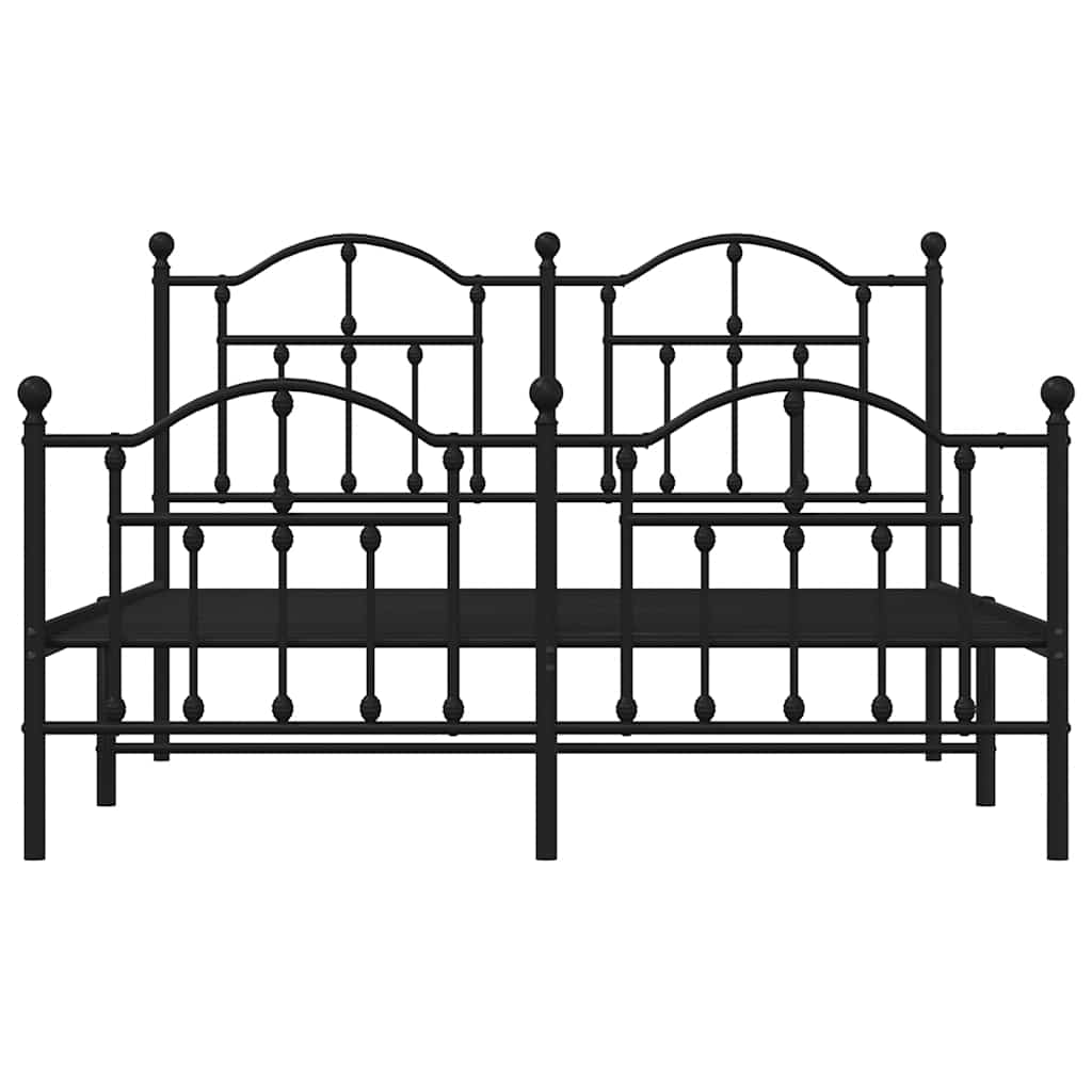 Bedframe met hoofd- en voeteneinde metaal zwart 135x190 cm is nu te koop bij PeponiXL, paradijselijk wonen!