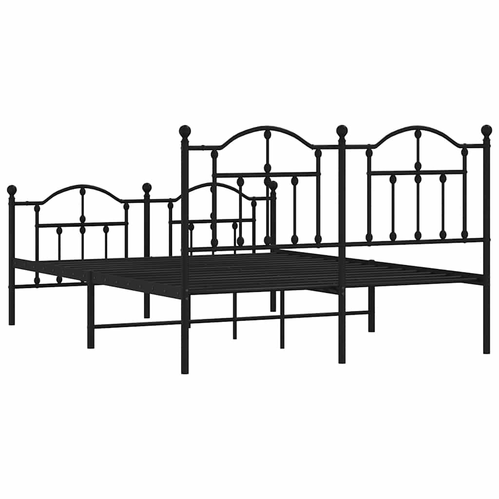Bedframe met hoofd- en voeteneinde metaal zwart 135x190 cm is nu te koop bij PeponiXL, paradijselijk wonen!