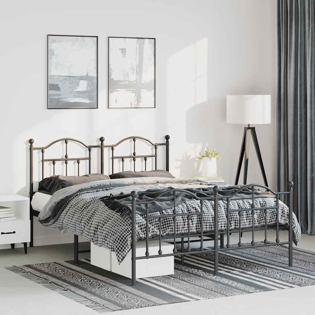 Bedframe met hoofd- en voeteneinde metaal zwart 135x190 cm is nu te koop bij PeponiXL, paradijselijk wonen!