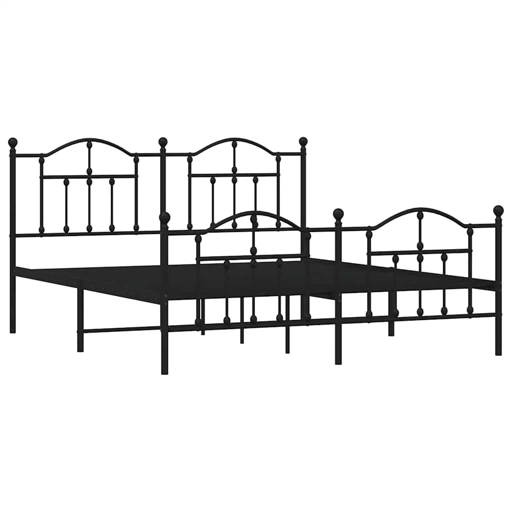 Bedframe met voetbord zonder matras metaal zwart 160x200 cm is nu te koop bij PeponiXL, paradijselijk wonen!