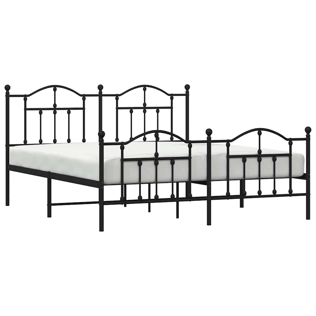 Bedframe met voetbord zonder matras metaal zwart 160x200 cm is nu te koop bij PeponiXL, paradijselijk wonen!