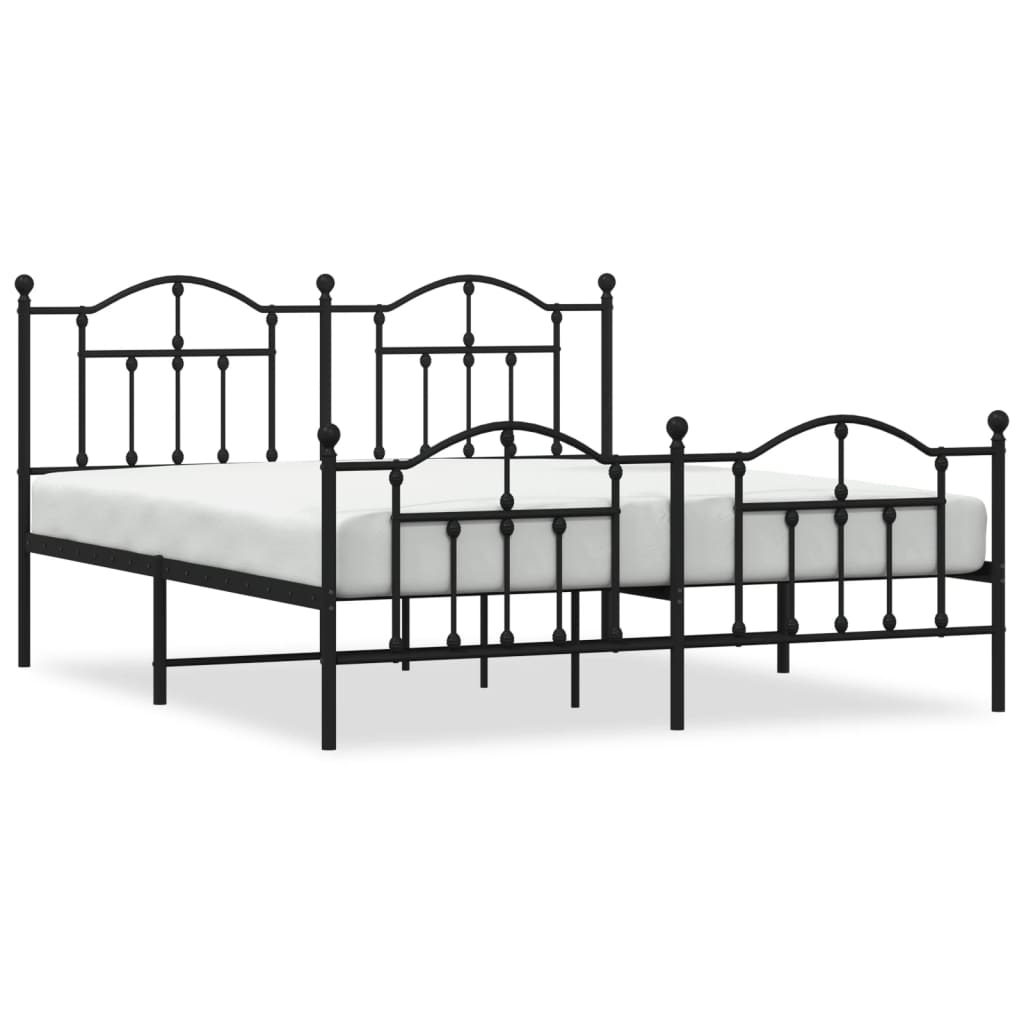 Bedframe met voetbord zonder matras metaal zwart 180x200 cm is nu te koop bij PeponiXL, paradijselijk wonen!