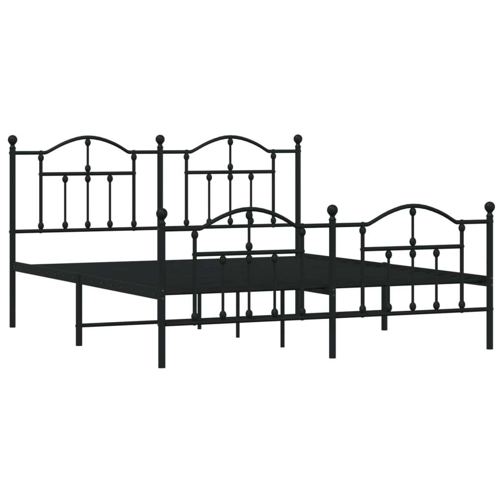 Bedframe met voetbord zonder matras metaal zwart 180x200 cm is nu te koop bij PeponiXL, paradijselijk wonen!