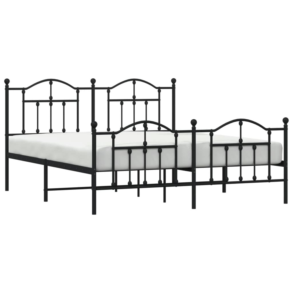 Bedframe met voetbord zonder matras metaal zwart 180x200 cm is nu te koop bij PeponiXL, paradijselijk wonen!
