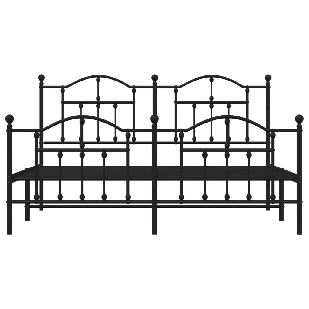 Bedframe met voetbord zonder matras metaal zwart 180x200 cm is nu te koop bij PeponiXL, paradijselijk wonen!
