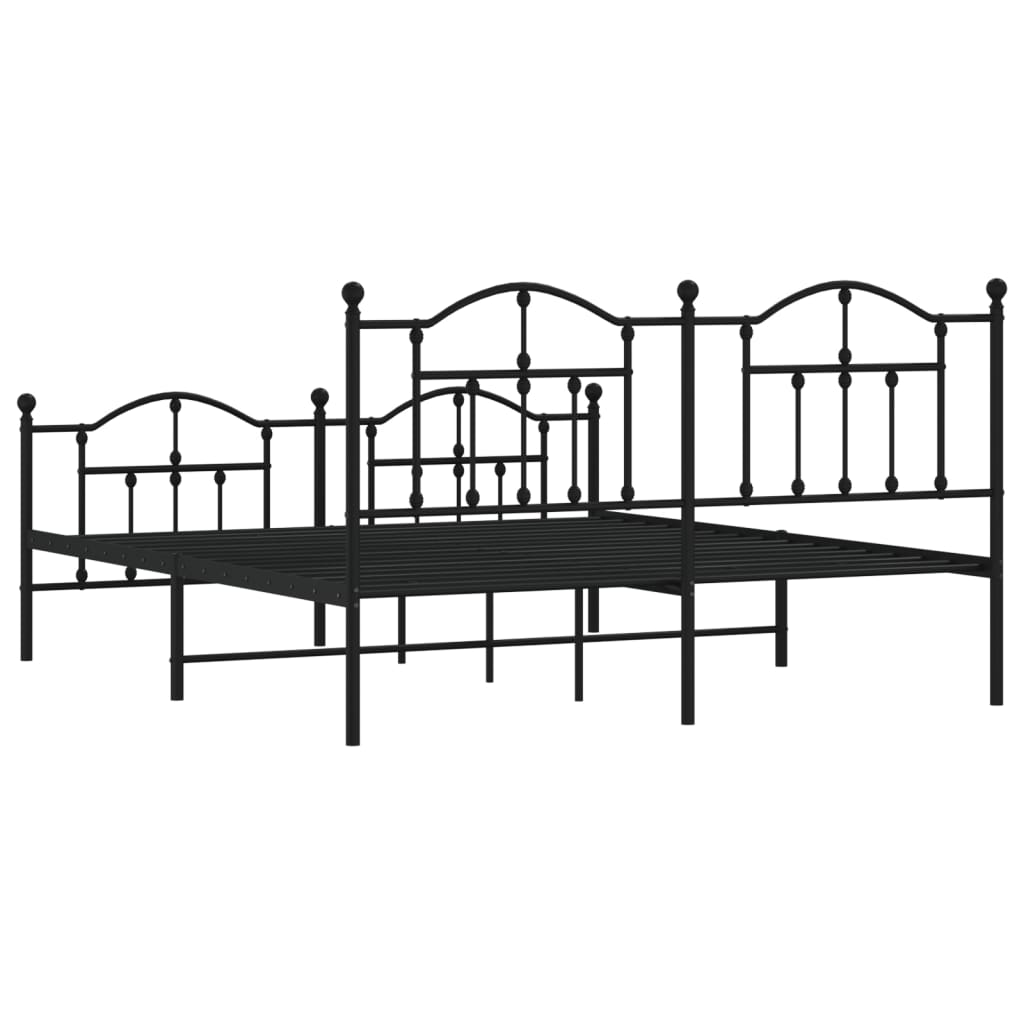 Bedframe met voetbord zonder matras metaal zwart 180x200 cm is nu te koop bij PeponiXL, paradijselijk wonen!
