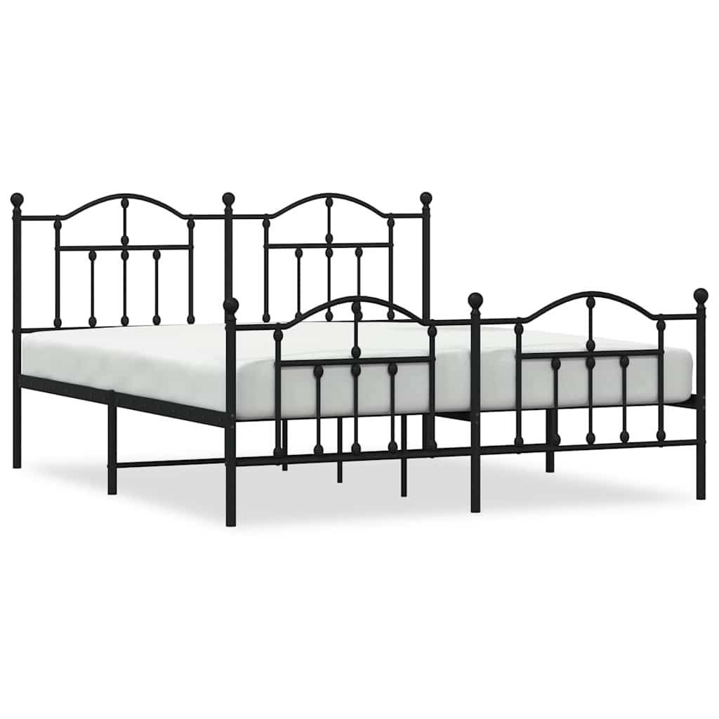 Bedframe met hoofd- en voeteneinde metaal zwart 183x213 cm is nu te koop bij PeponiXL, paradijselijk wonen!