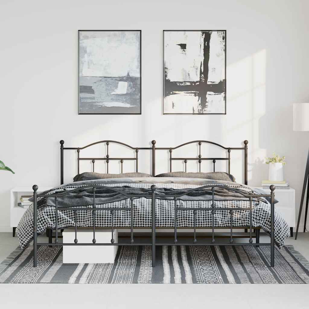 Bedframe met hoofd- en voeteneinde metaal zwart 183x213 cm is nu te koop bij PeponiXL, paradijselijk wonen!