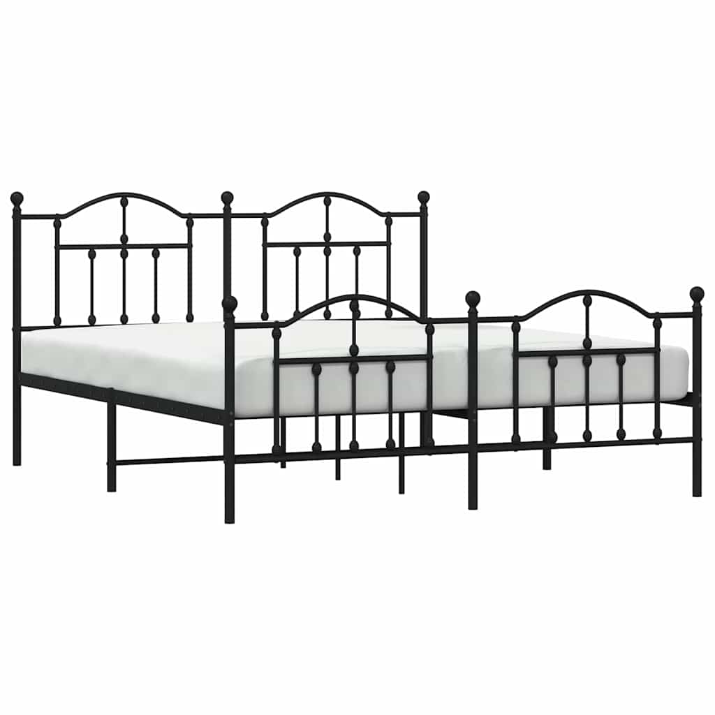 Bedframe met hoofd- en voeteneinde metaal zwart 183x213 cm is nu te koop bij PeponiXL, paradijselijk wonen!