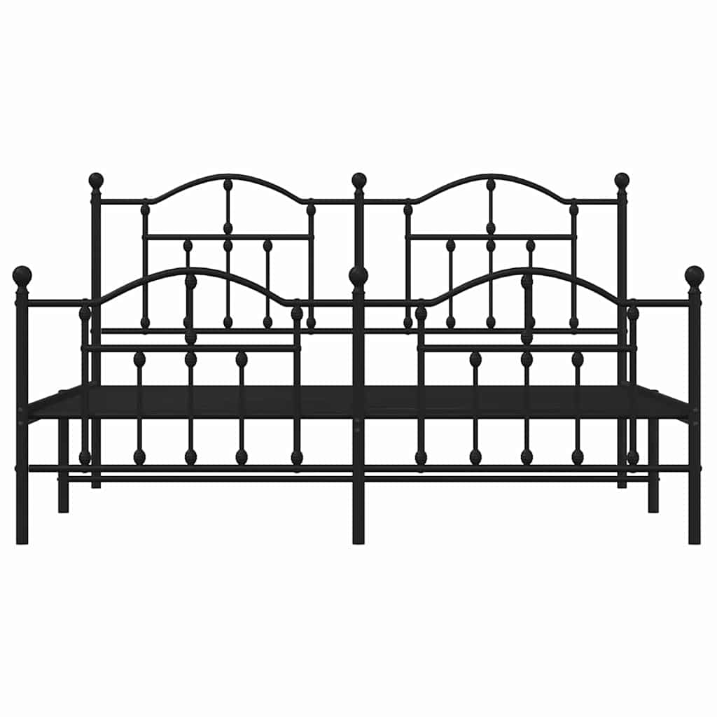 Bedframe met hoofd- en voeteneinde metaal zwart 183x213 cm is nu te koop bij PeponiXL, paradijselijk wonen!