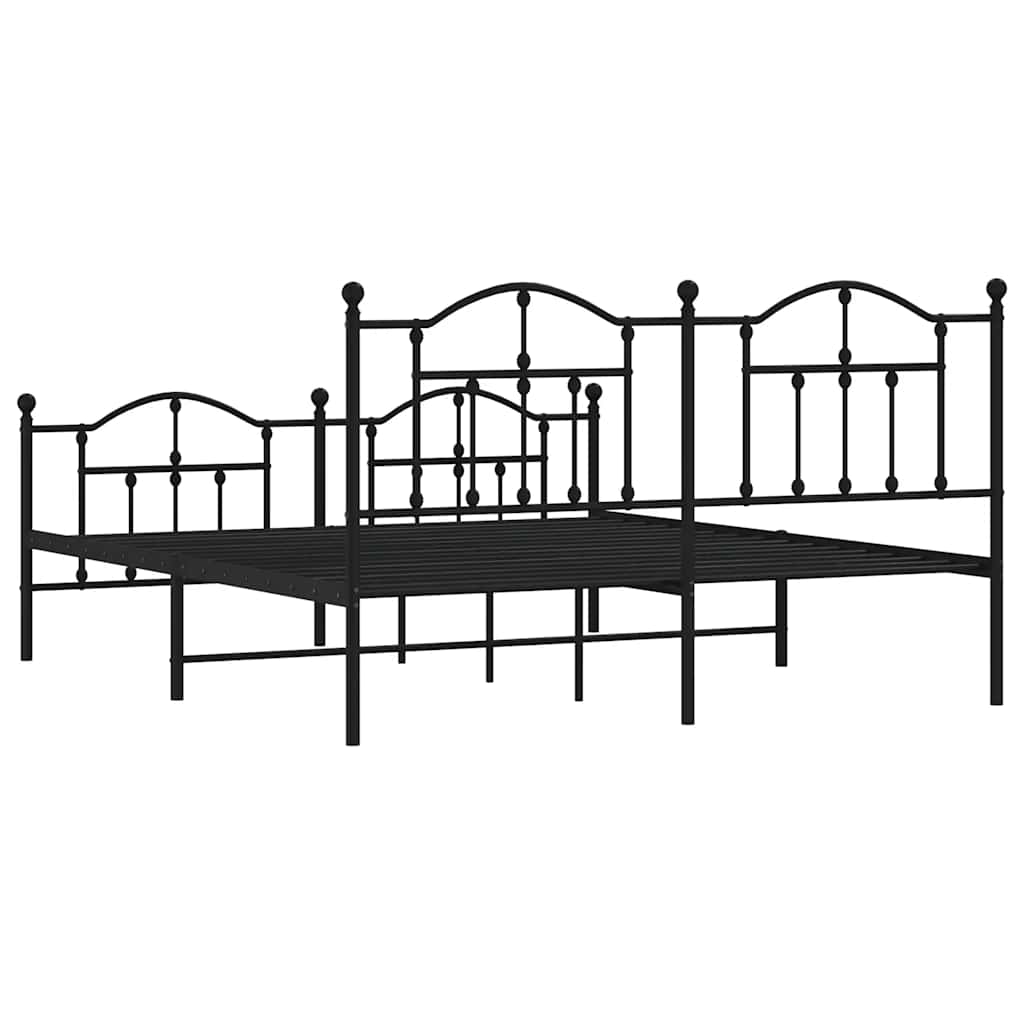 Bedframe met hoofd- en voeteneinde metaal zwart 183x213 cm is nu te koop bij PeponiXL, paradijselijk wonen!