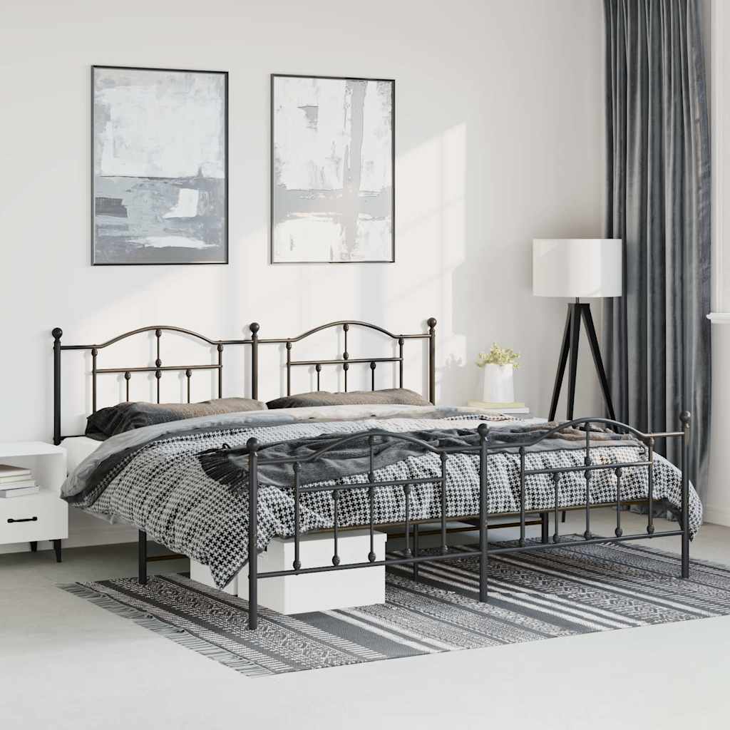 Bedframe met hoofd- en voeteneinde metaal zwart 183x213 cm is nu te koop bij PeponiXL, paradijselijk wonen!