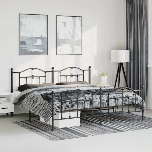 Bedframe met hoofd- en voeteneinde metaal zwart 183x213 cm is nu te koop bij PeponiXL, paradijselijk wonen!
