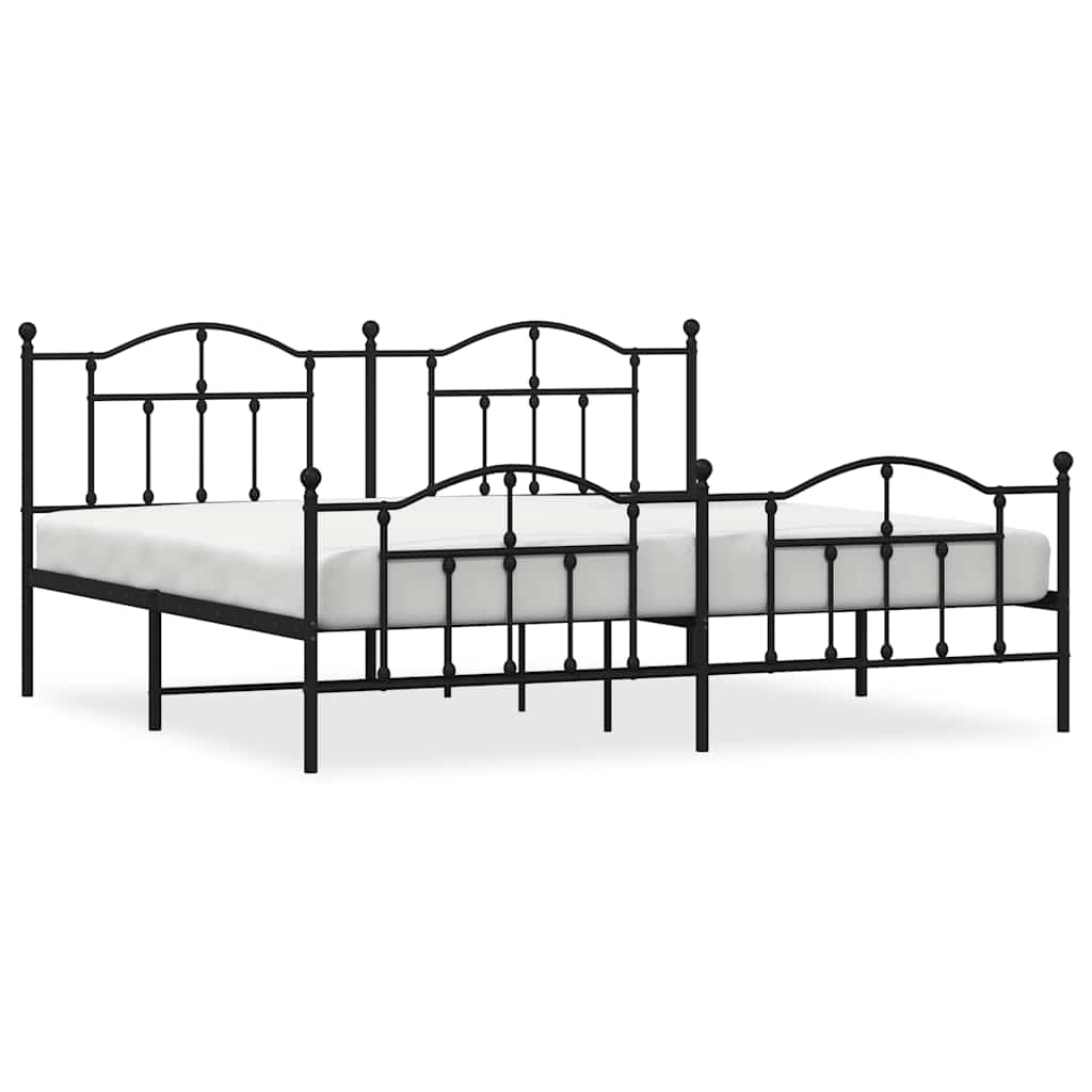 Bedframe met hoofd- en voeteneinde metaal zwart 193x203 cm is nu te koop bij PeponiXL, paradijselijk wonen!