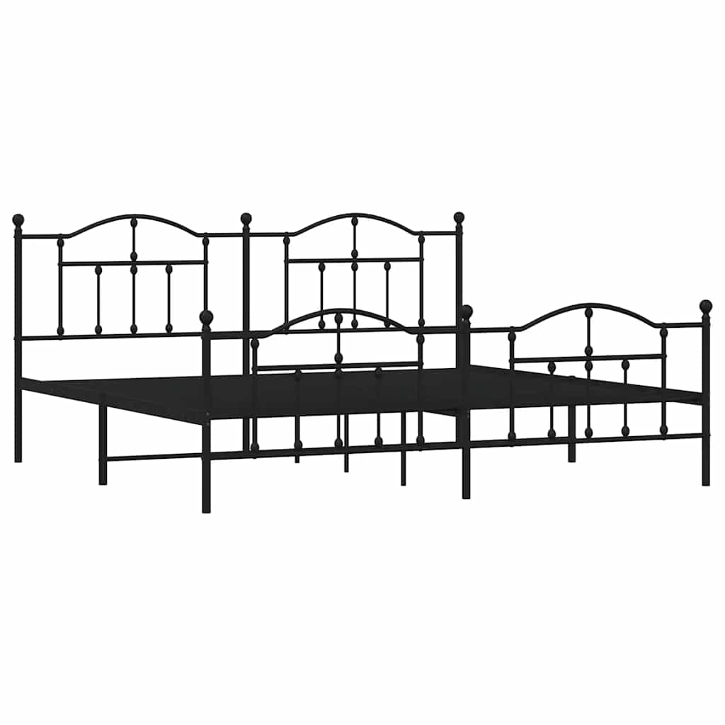 Bedframe met hoofd- en voeteneinde metaal zwart 193x203 cm is nu te koop bij PeponiXL, paradijselijk wonen!