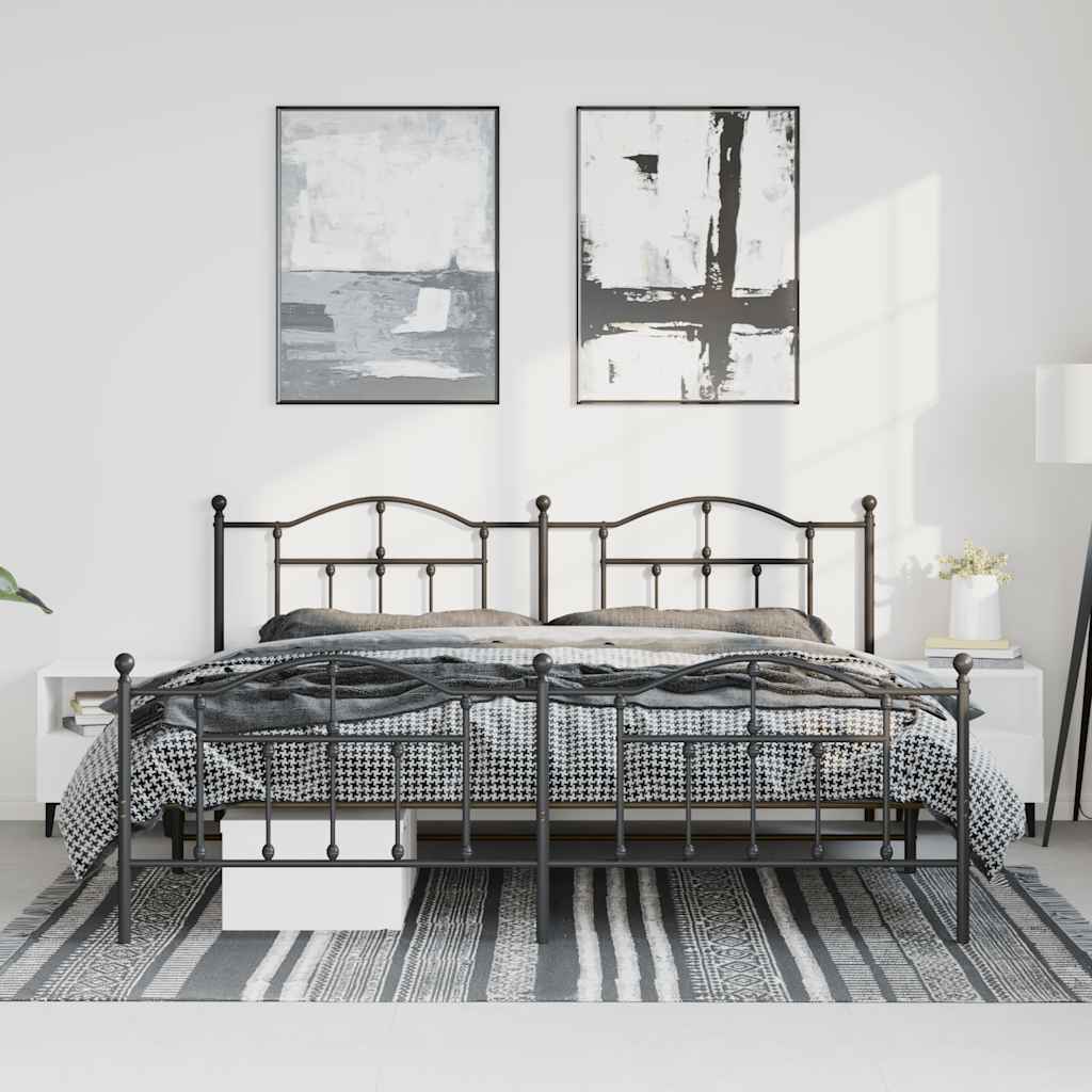 Bedframe met hoofd- en voeteneinde metaal zwart 193x203 cm is nu te koop bij PeponiXL, paradijselijk wonen!
