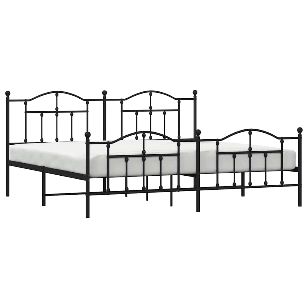 Bedframe met hoofd- en voeteneinde metaal zwart 193x203 cm is nu te koop bij PeponiXL, paradijselijk wonen!