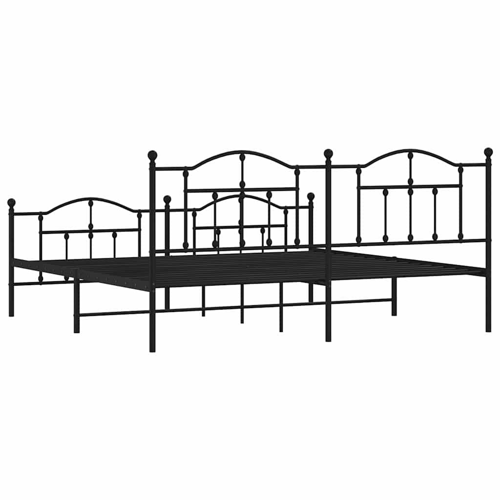 Bedframe met hoofd- en voeteneinde metaal zwart 193x203 cm is nu te koop bij PeponiXL, paradijselijk wonen!