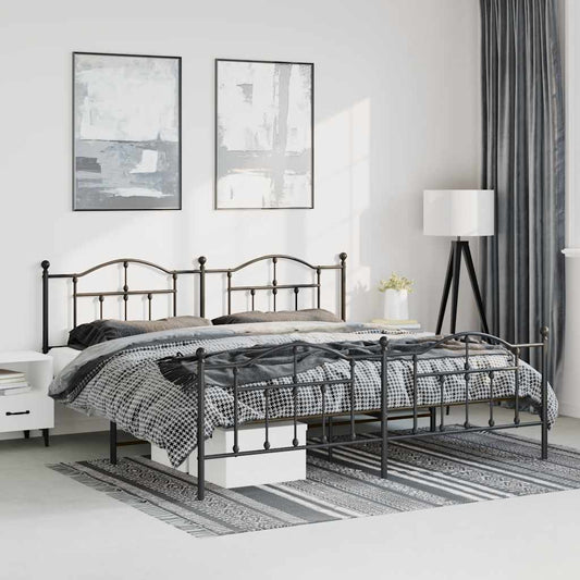 Bedframe met hoofd- en voeteneinde metaal zwart 193x203 cm is nu te koop bij PeponiXL, paradijselijk wonen!