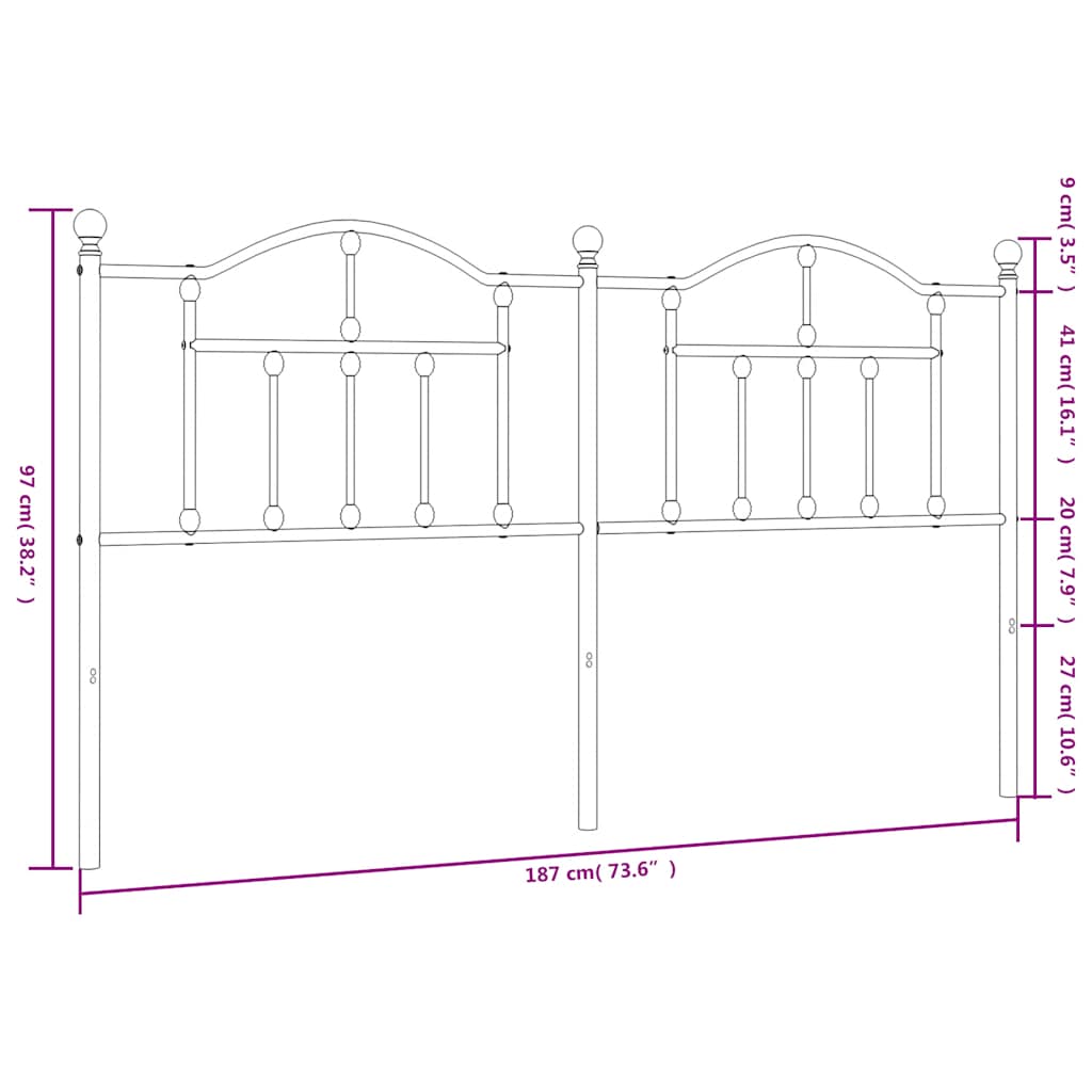 Vervangend hoofdbord 180 cm metaal zwart is nu te koop bij PeponiXL, paradijselijk wonen!