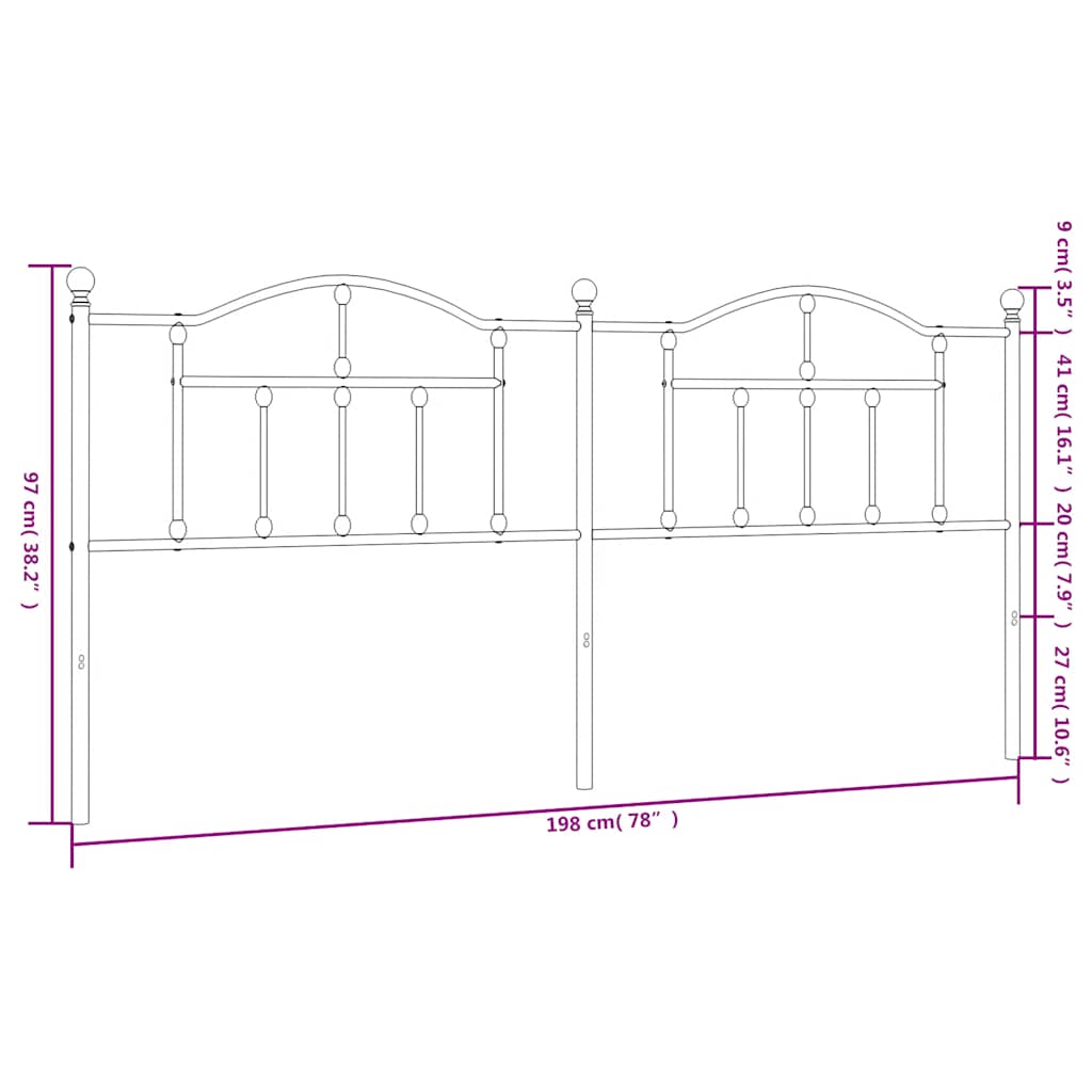 Vervangend hoofdbord 193 cm metaal zwart is nu te koop bij PeponiXL, paradijselijk wonen!
