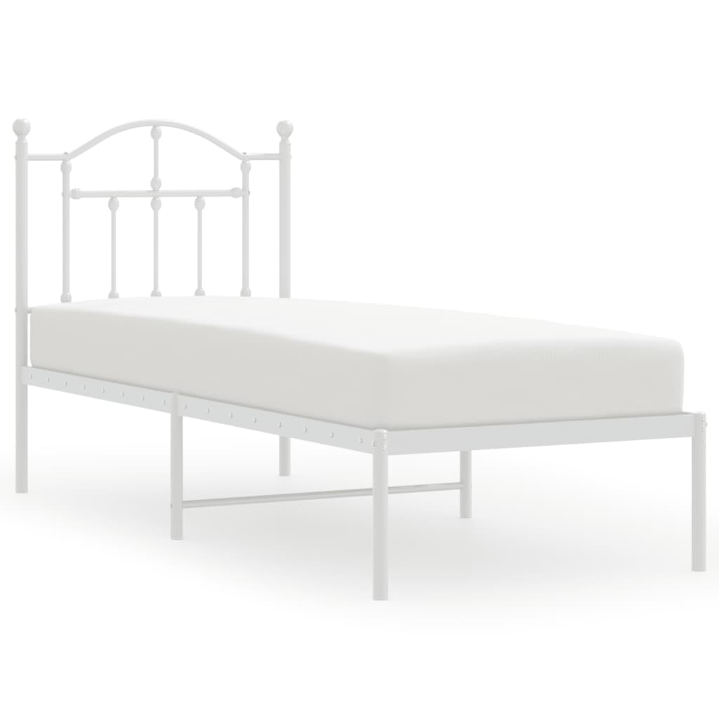Bedframe met hoofdbord zonder matras metaal wit 75x190 cm is nu te koop bij PeponiXL, paradijselijk wonen!