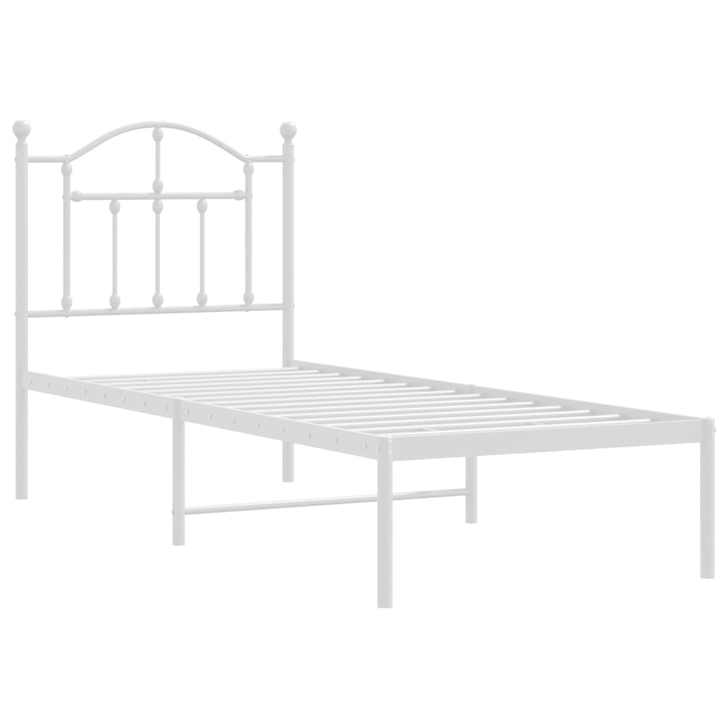 Bedframe met hoofdbord zonder matras metaal wit 75x190 cm is nu te koop bij PeponiXL, paradijselijk wonen!