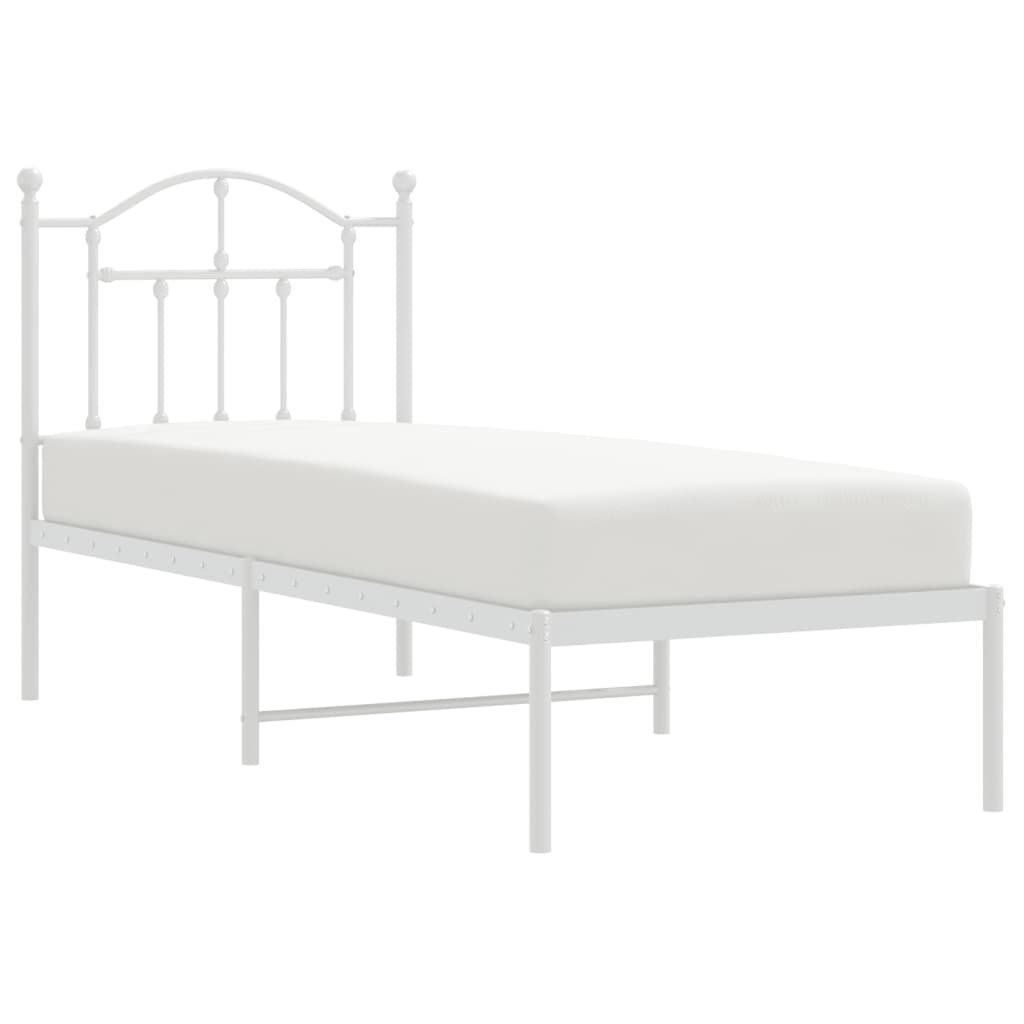 Bedframe met hoofdbord zonder matras metaal wit 75x190 cm is nu te koop bij PeponiXL, paradijselijk wonen!