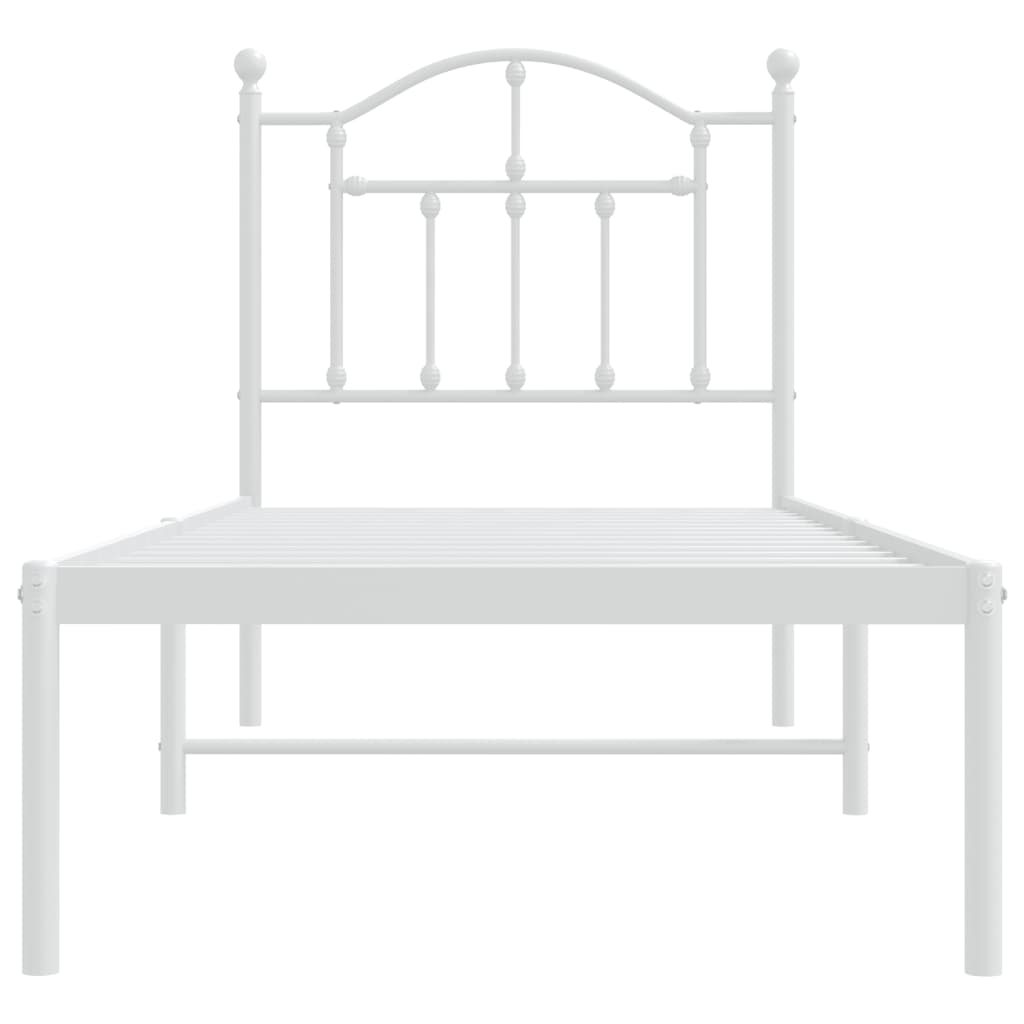 Bedframe met hoofdbord zonder matras metaal wit 75x190 cm is nu te koop bij PeponiXL, paradijselijk wonen!