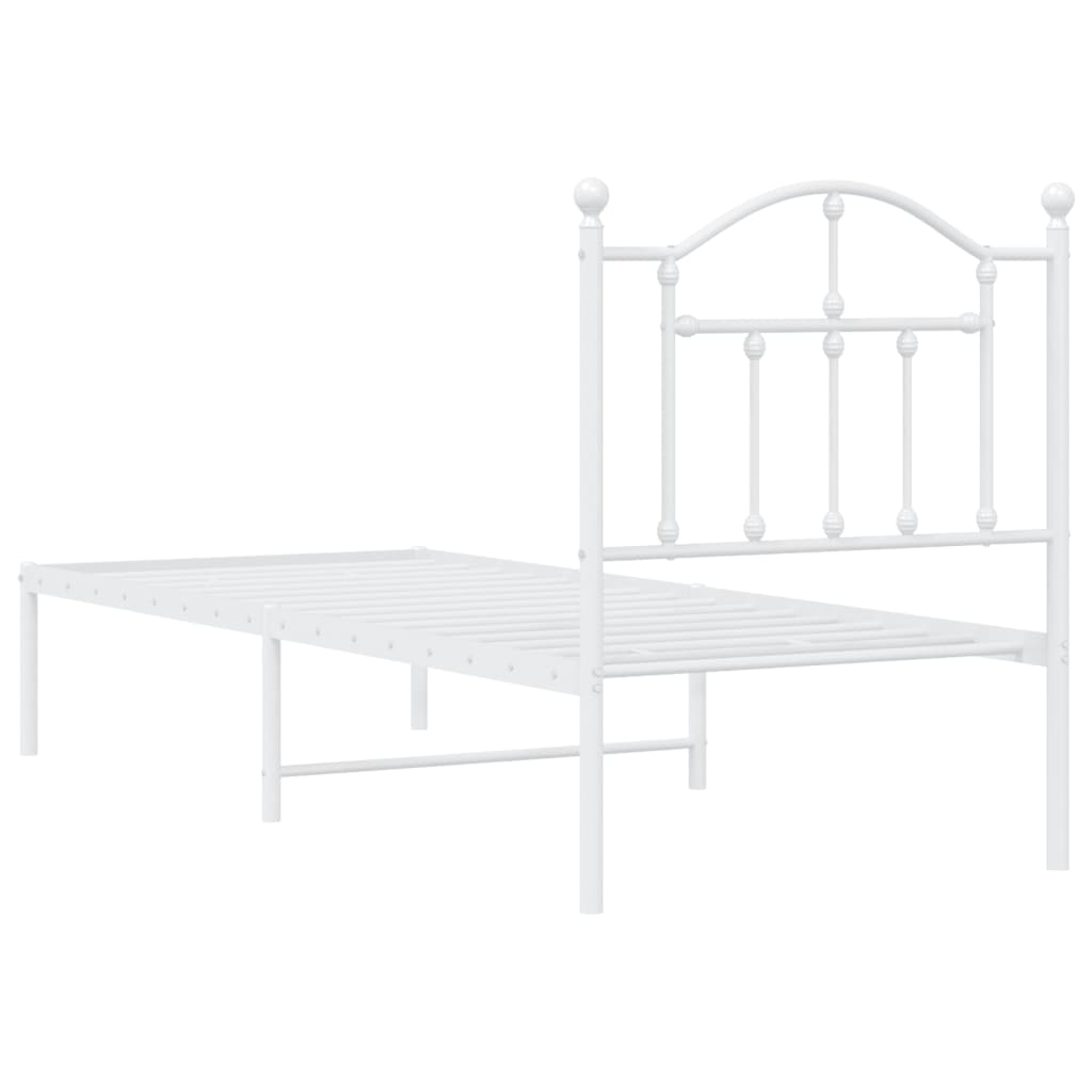 Bedframe met hoofdbord zonder matras metaal wit 75x190 cm is nu te koop bij PeponiXL, paradijselijk wonen!