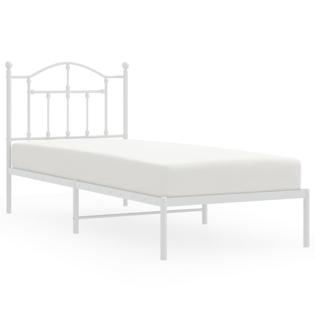 Bedframe met hoofdbord metaal wit 80x200 cm is nu te koop bij PeponiXL, paradijselijk wonen!