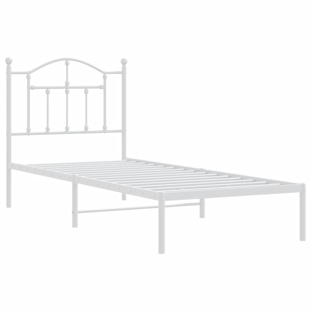 Bedframe met hoofdbord metaal wit 80x200 cm is nu te koop bij PeponiXL, paradijselijk wonen!