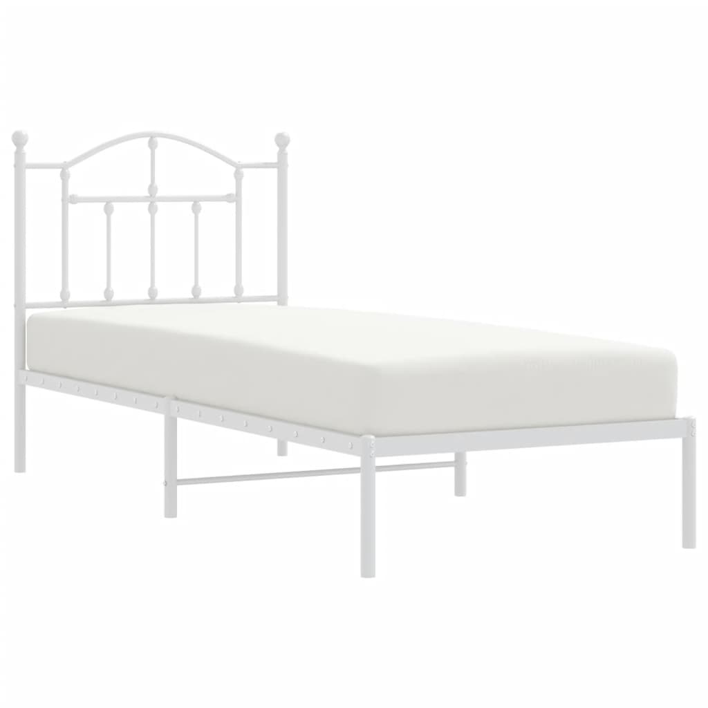 Bedframe met hoofdbord metaal wit 80x200 cm is nu te koop bij PeponiXL, paradijselijk wonen!