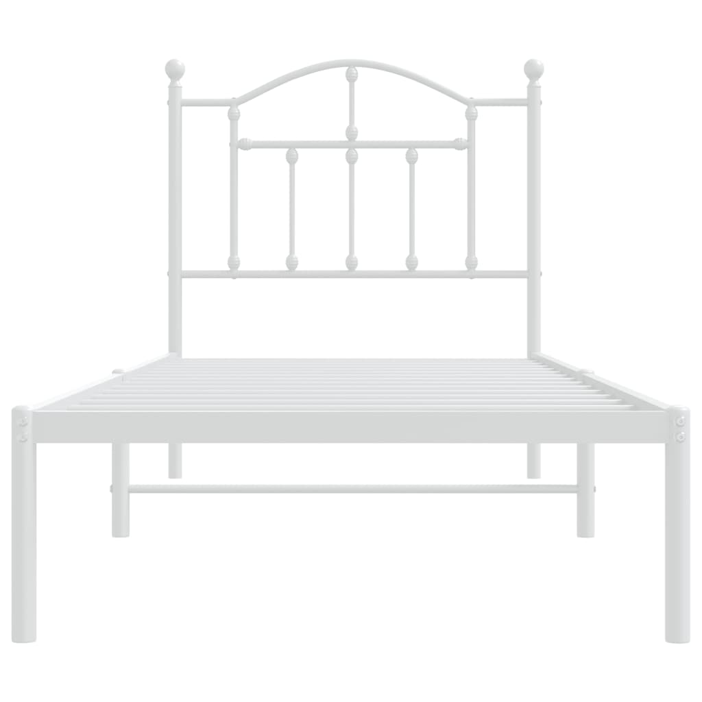 Bedframe met hoofdbord metaal wit 80x200 cm is nu te koop bij PeponiXL, paradijselijk wonen!