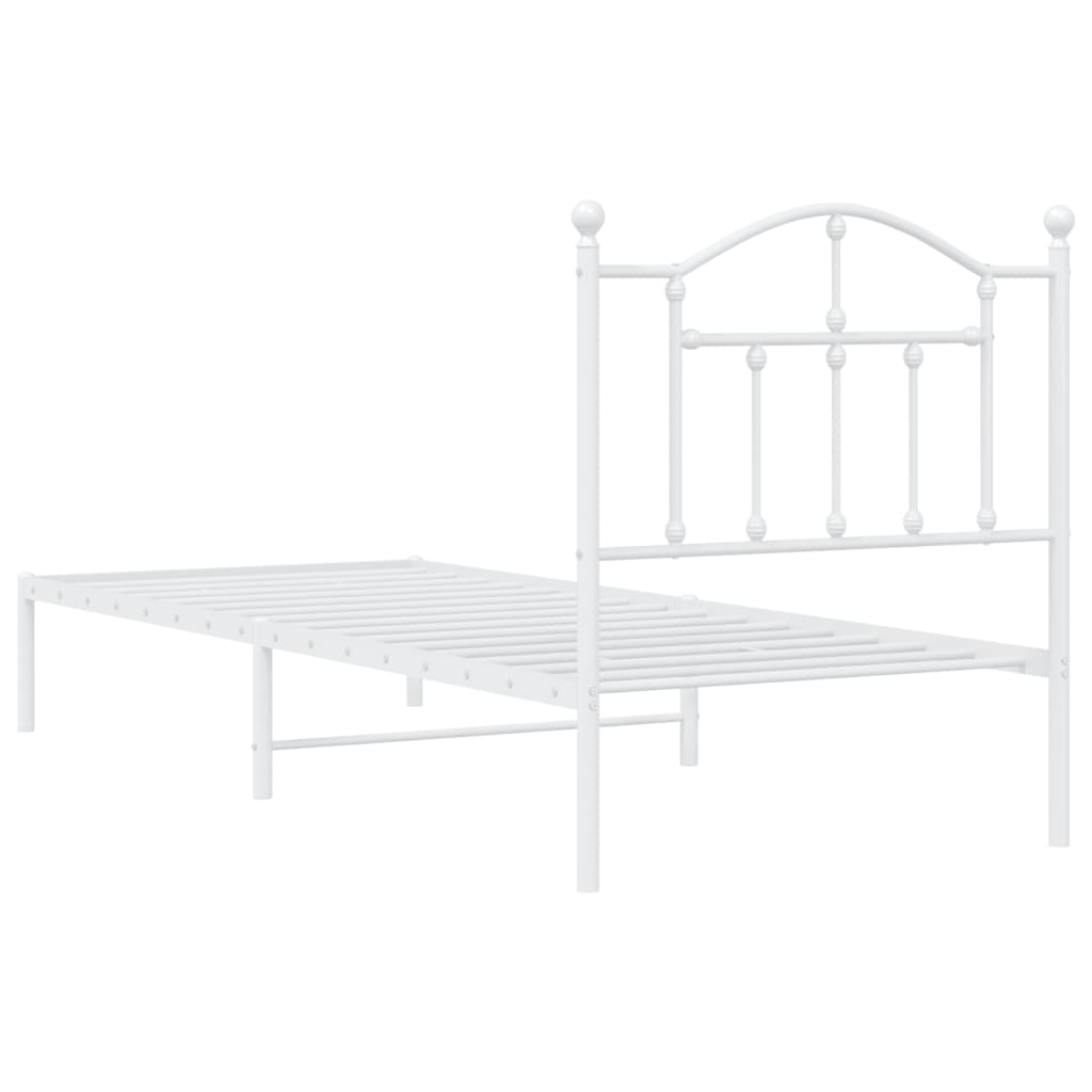 Bedframe met hoofdbord metaal wit 80x200 cm is nu te koop bij PeponiXL, paradijselijk wonen!