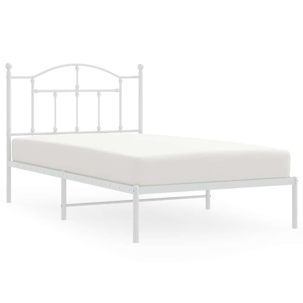 Bedframe met hoofdbord metaal wit 100x190 cm