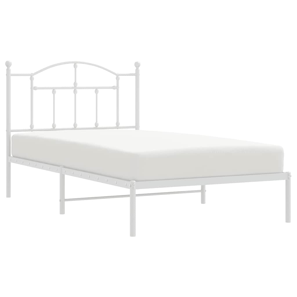 Bedframe met hoofdbord metaal wit 100x190 cm