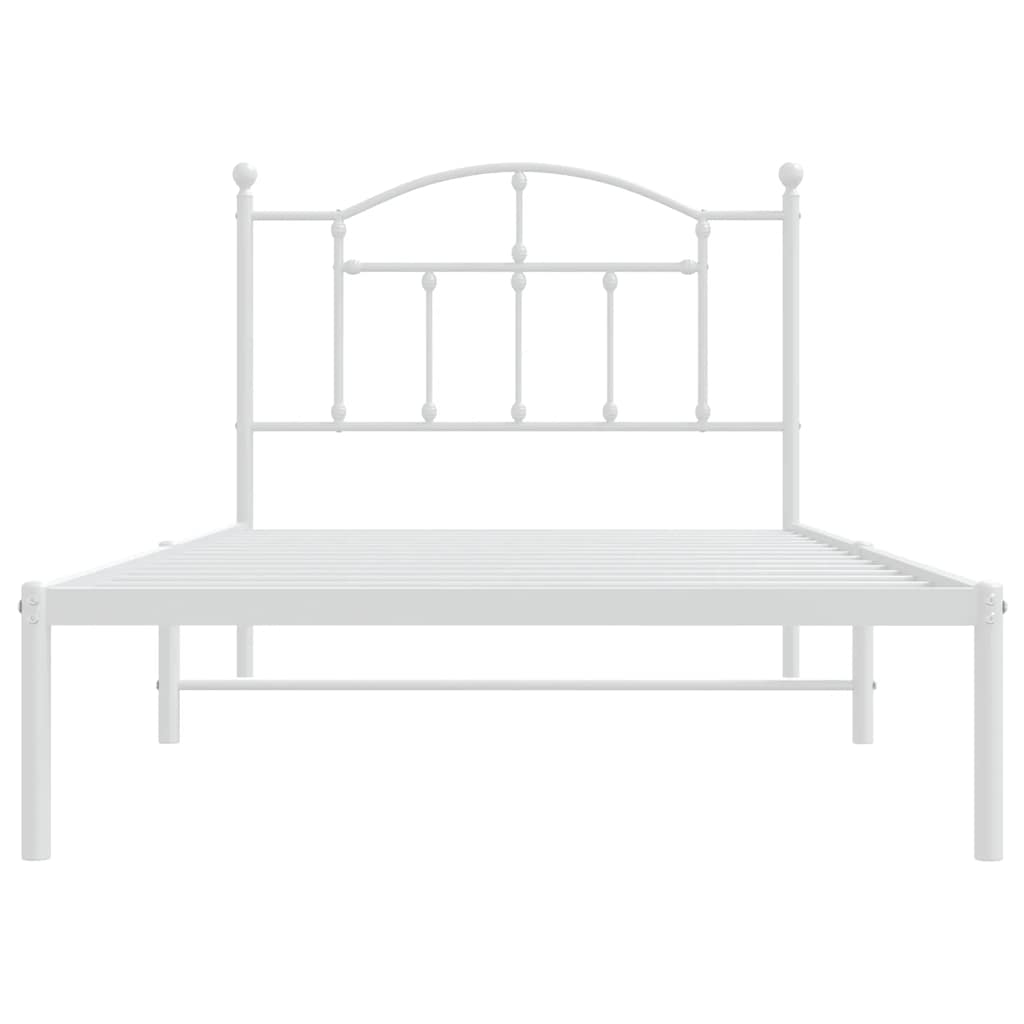 Bedframe met hoofdbord metaal wit 100x190 cm