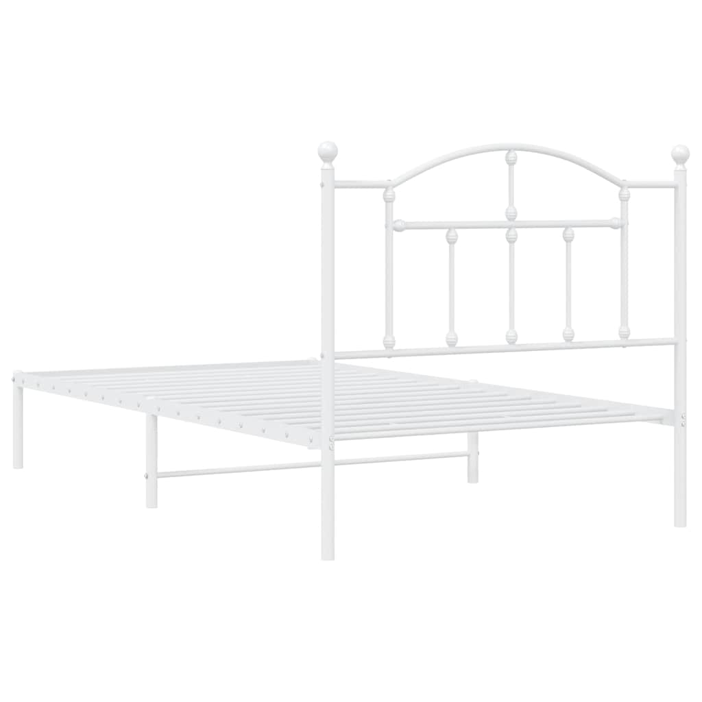 Bedframe met hoofdbord metaal wit 100x190 cm