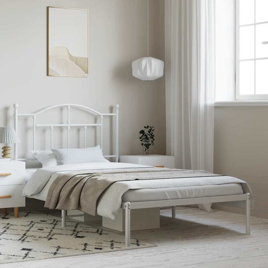 Bedframe met hoofdbord metaal wit 100x190 cm is nu te koop bij PeponiXL, paradijselijk wonen!
