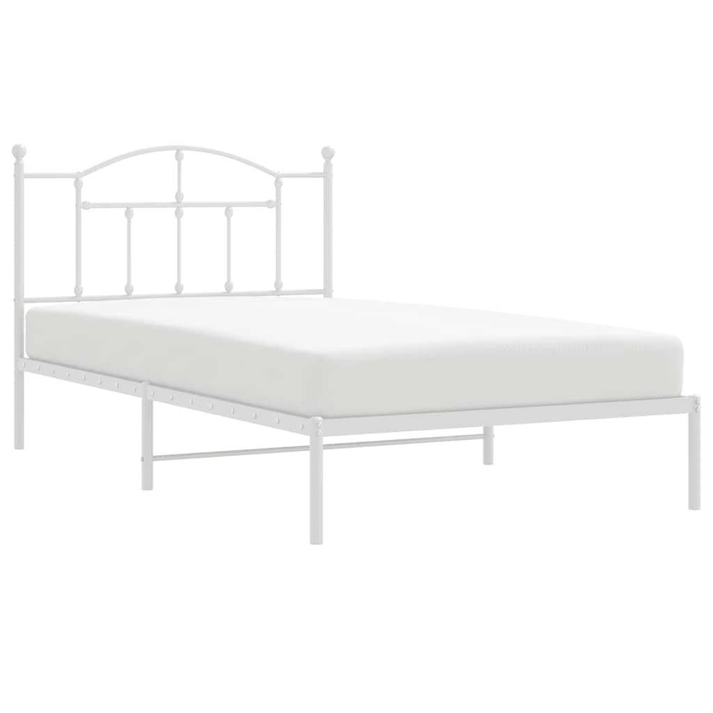 Bedframe met hoofdbord metaal wit 100x200 cm is nu te koop bij PeponiXL, paradijselijk wonen!