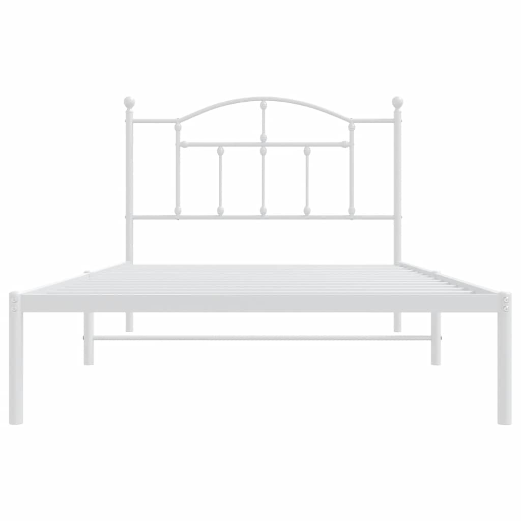 Bedframe met hoofdbord metaal wit 100x200 cm is nu te koop bij PeponiXL, paradijselijk wonen!