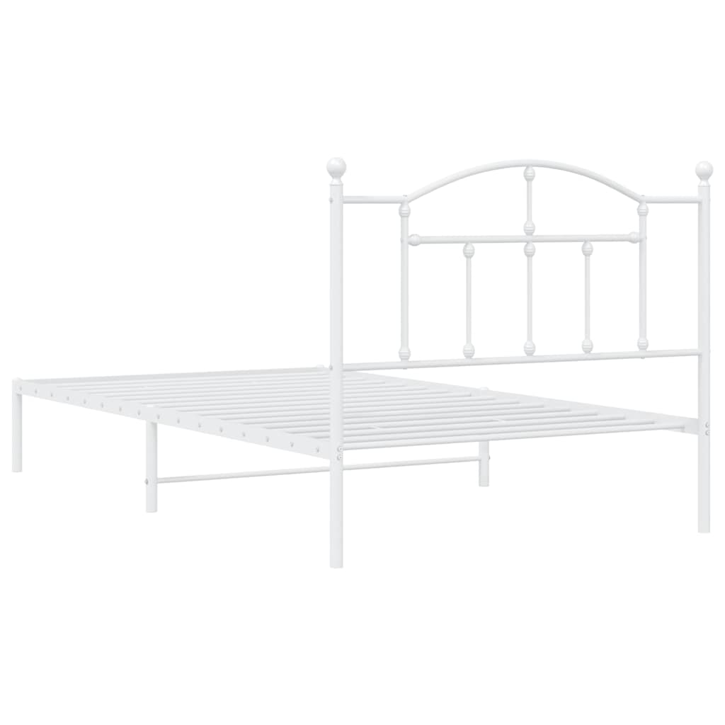 Bedframe met hoofdbord metaal wit 100x200 cm is nu te koop bij PeponiXL, paradijselijk wonen!