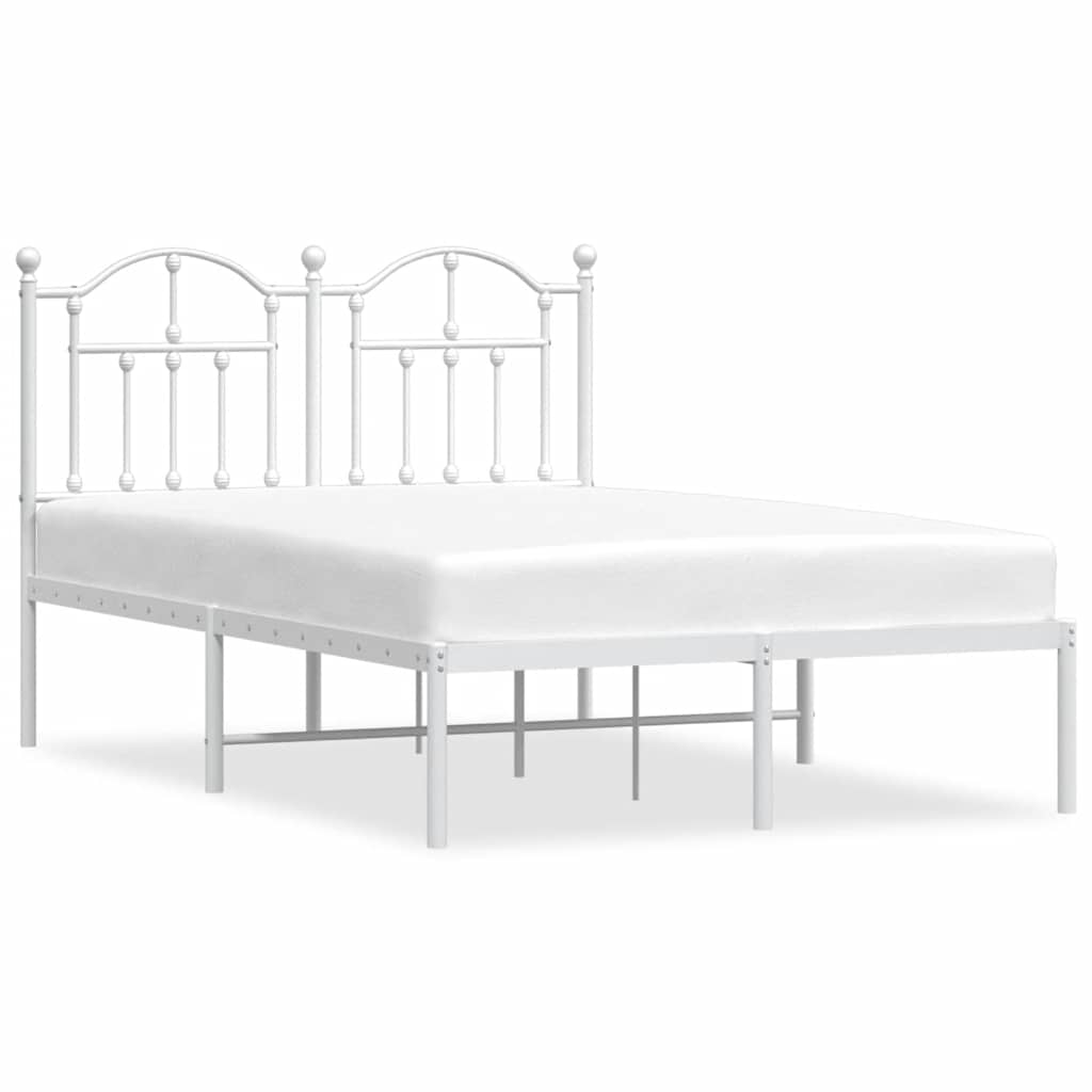 Bedframe met hoofdbord metaal wit 120x190 cm is nu te koop bij PeponiXL, paradijselijk wonen!