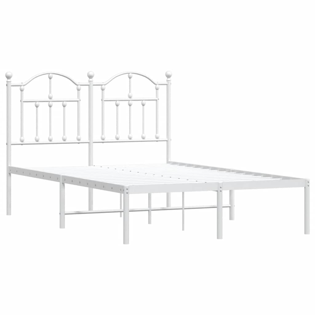 Bedframe met hoofdbord metaal wit 120x190 cm is nu te koop bij PeponiXL, paradijselijk wonen!