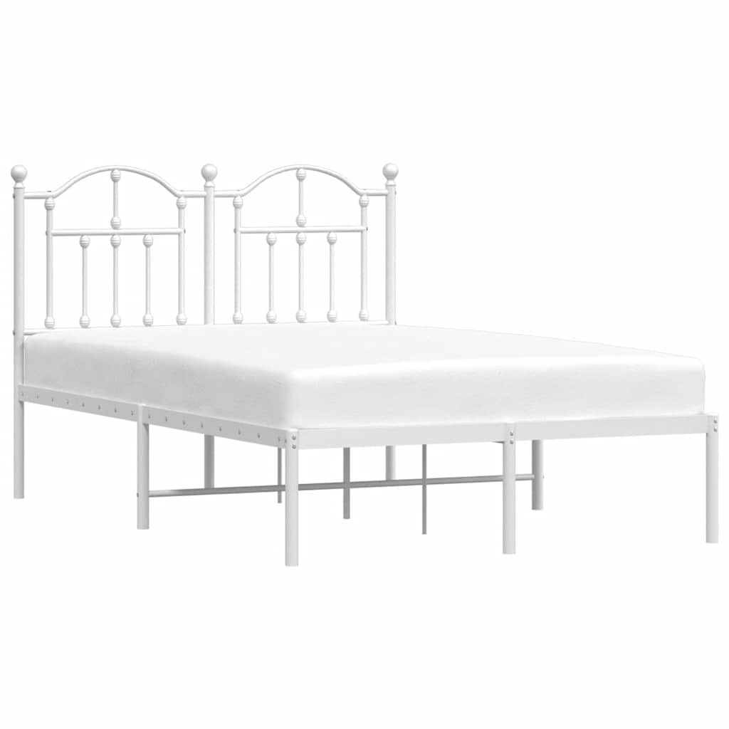 Bedframe met hoofdbord metaal wit 120x190 cm is nu te koop bij PeponiXL, paradijselijk wonen!