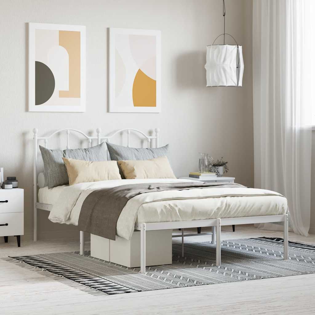 Bedframe met hoofdbord metaal wit 120x190 cm is nu te koop bij PeponiXL, paradijselijk wonen!