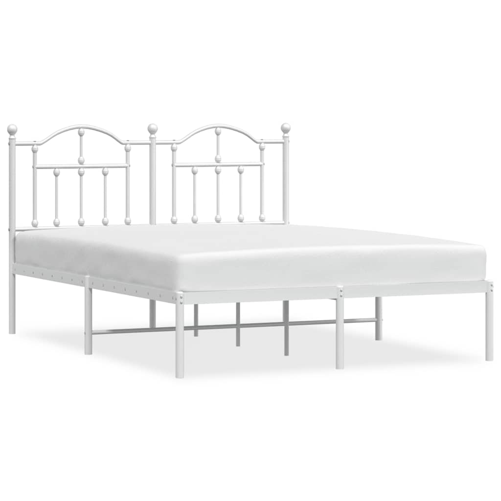 Bedframe met hoofdbord metaal wit 135x190 cm is nu te koop bij PeponiXL, paradijselijk wonen!