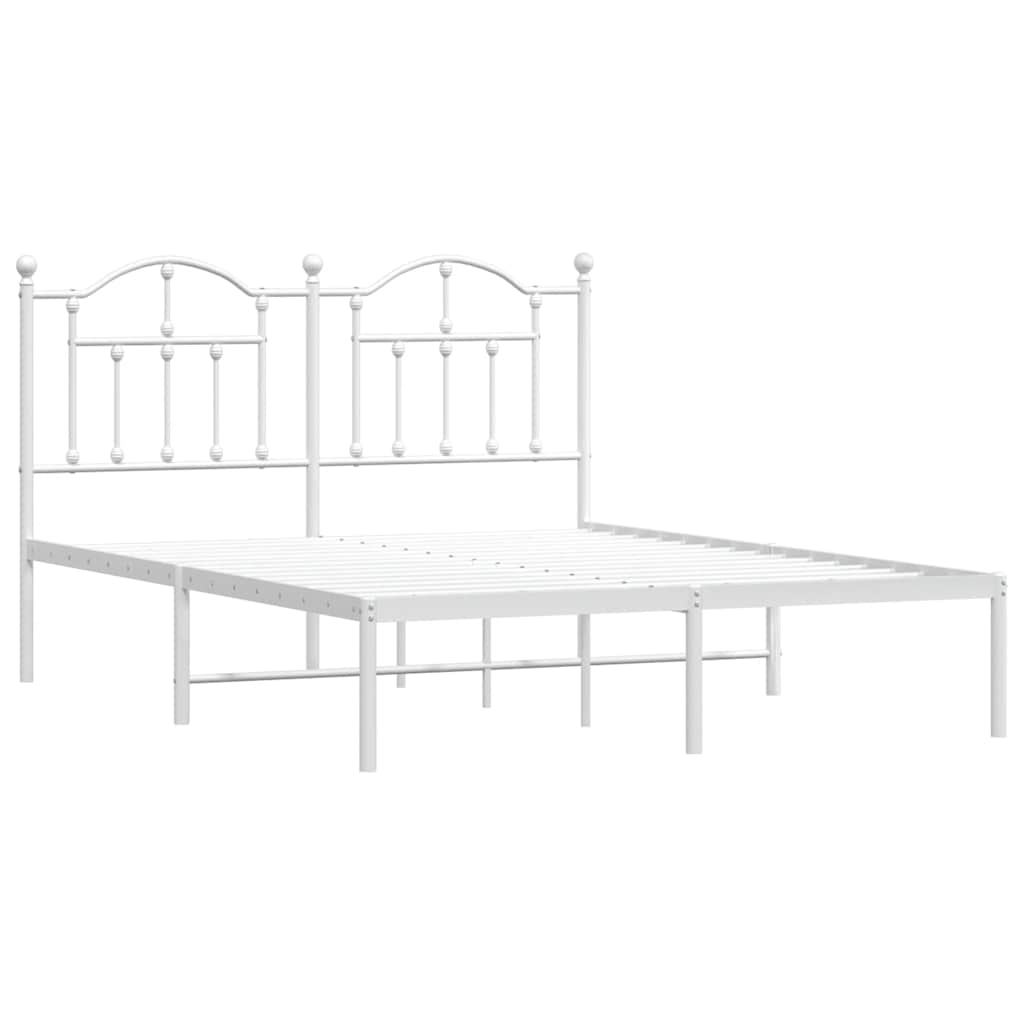 Bedframe met hoofdbord metaal wit 135x190 cm is nu te koop bij PeponiXL, paradijselijk wonen!